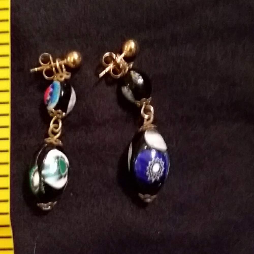 Murano miliflore dangling pierced earings